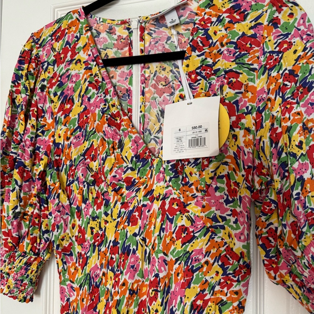 NWT  RIXO x Target Multicolor Floral Puff Sleeve Maxi Dress Women's Size 6